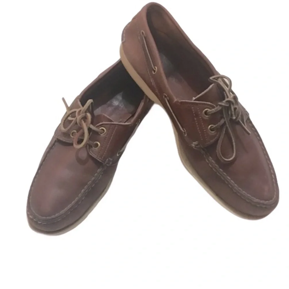 Timberland Leather Loafer Boat Shoes Brown School Classic Preppy Academia Sz 10N